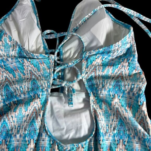La Blanca Island Goddess One Piece Aztec Print Swimsuit Sz 14 - Picture 6 of 10